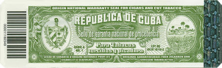Cuban tobacco warranty seal circa late-2010